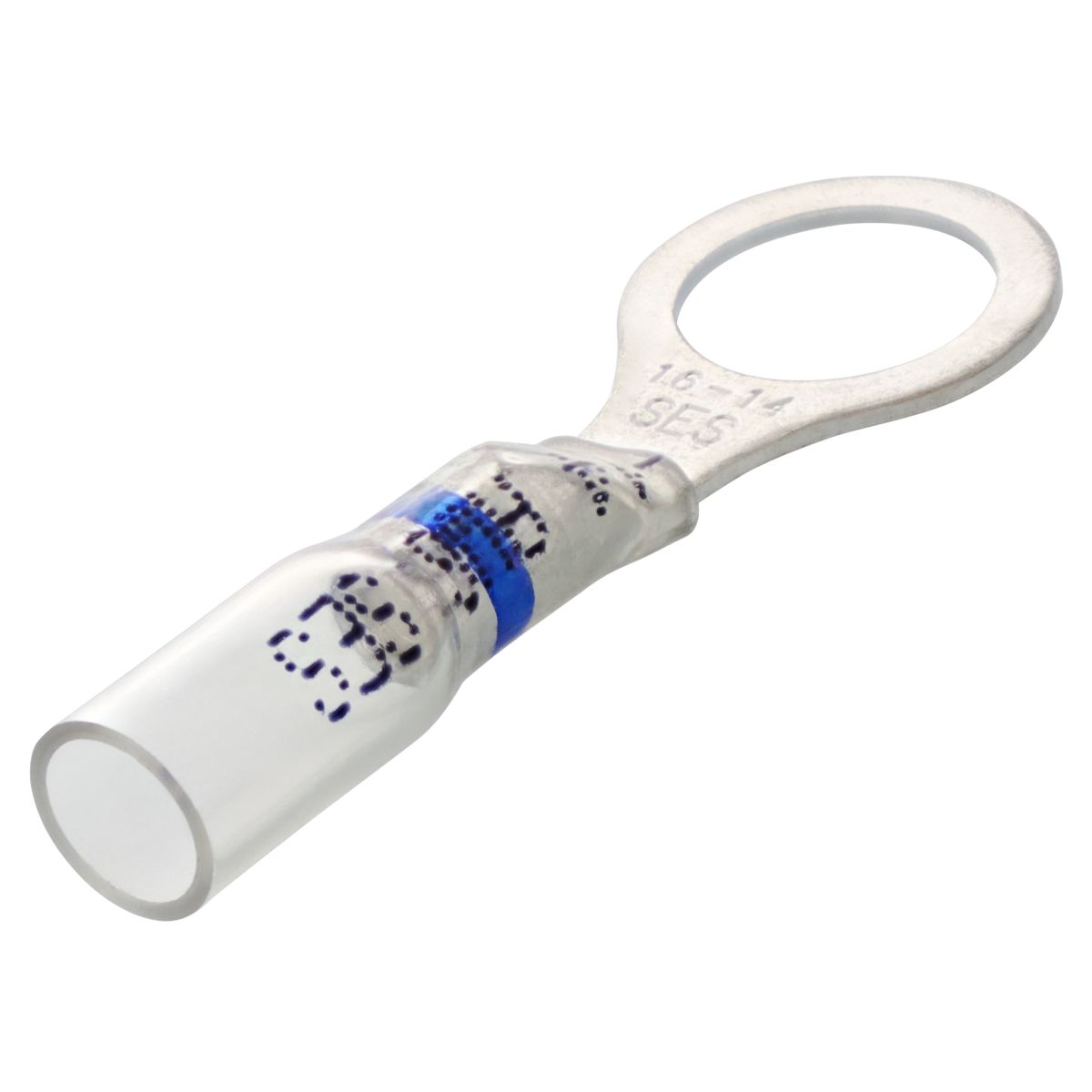 3/8" Stud 16-14 AWG Blue Crystal Clear Heat Sealed Ring 25/PKG