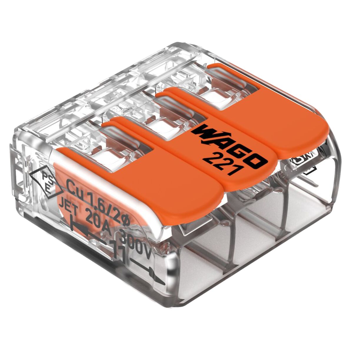 Wago 12 Gauge 3-Conductor Splicing Connector with Levers