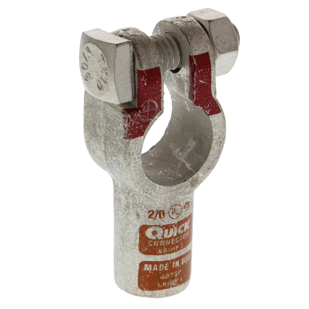 2/0 AWG, Orange Battery Connector Crimp Terminal, Straight  - Positive  4020-050P