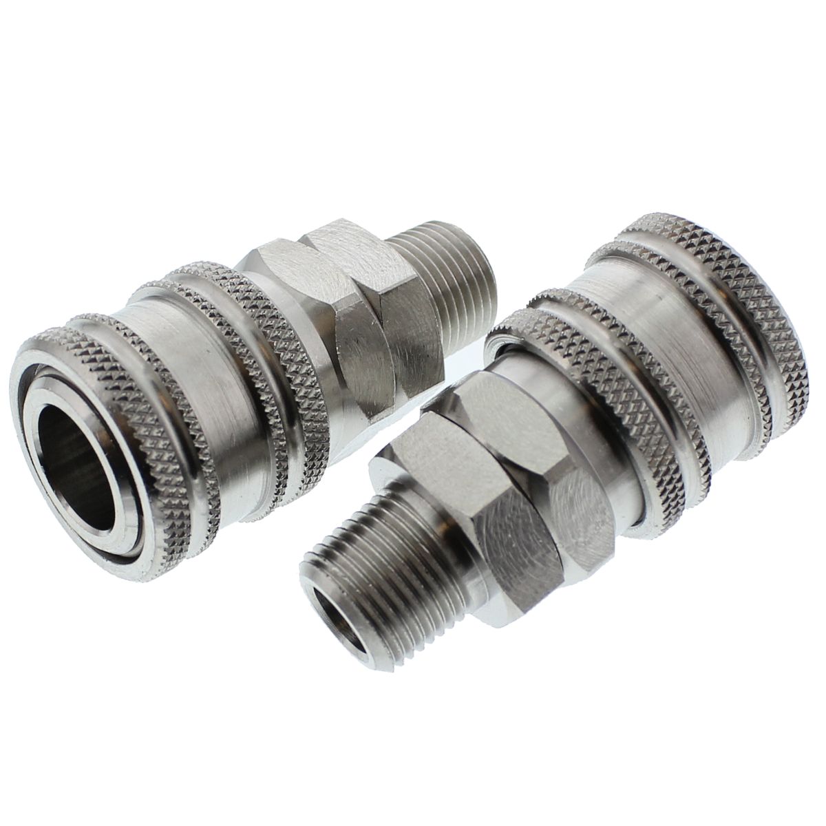 3/8" B Series Industrial Coupler — Stainless Steel — 3/8" Male NPT