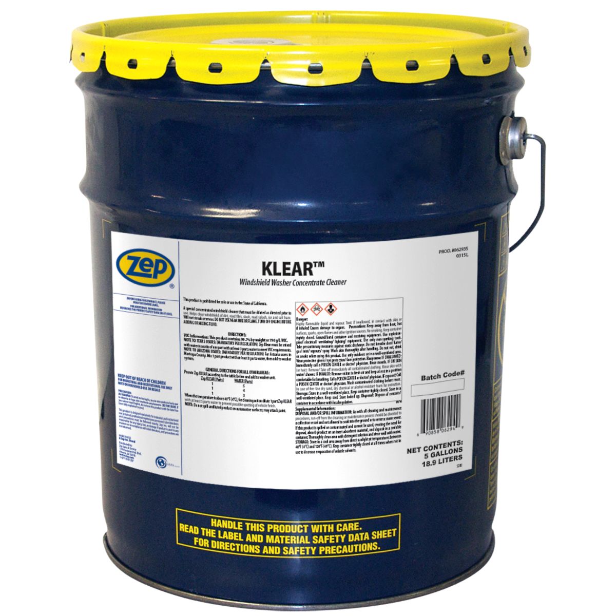 Zep 62935 Klear Windshield Wash Concentrate 5 Gallon