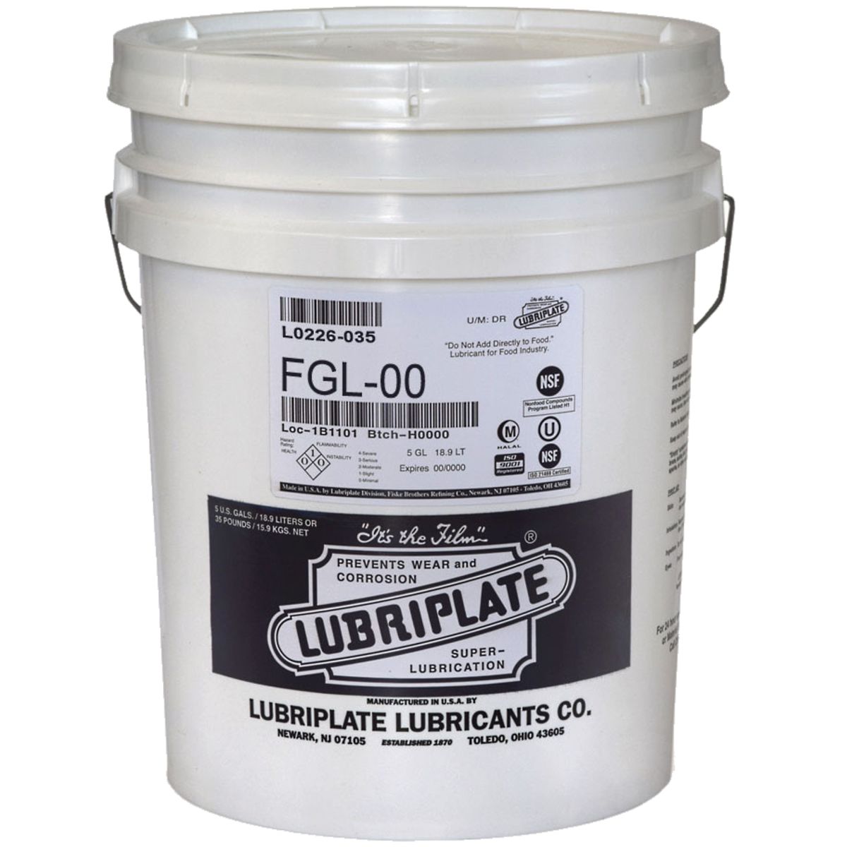 Lubriplate Food Grade Grease NLGI 00 — 5 gal.