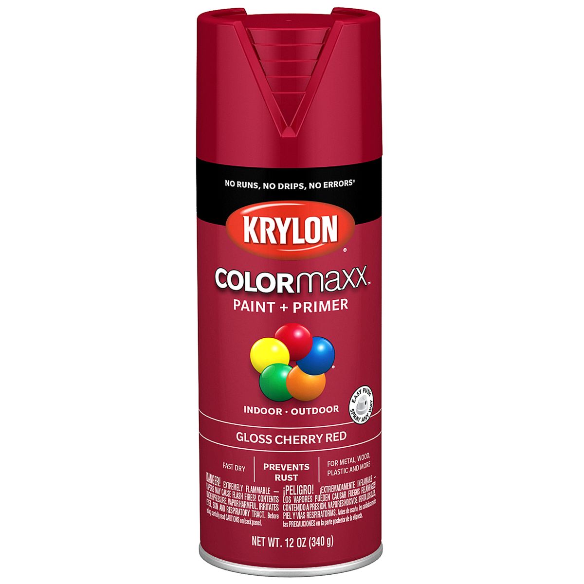Krylon K05511007 Cherry Red Gloss Enamel Paint + Primer - 12 oz. Aerosol