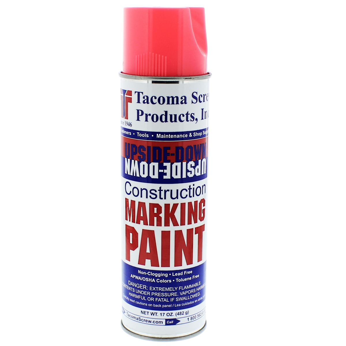 Tacoma Screw Products™ Fluorescent Pink Upside-Down Marking Paint — 17 oz. Aerosol