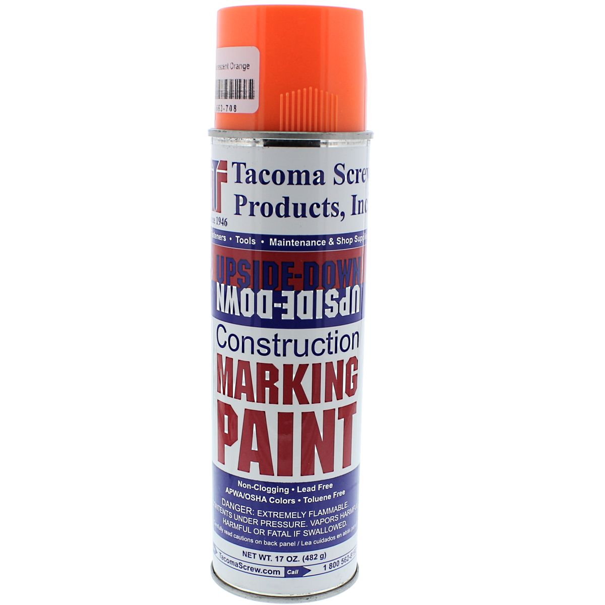 Tacoma Screw Products™ Fluorescent Orange Upside-Down Marking Paint — 17 oz. Aerosol