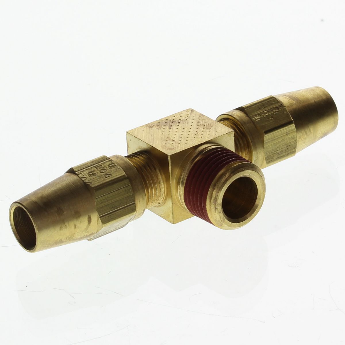 3/8" T x 1/4" NPT D.O.T. Air Brake Brass Fitting for Copper Tubing Tee (Tube to Tube to Male Pipe)