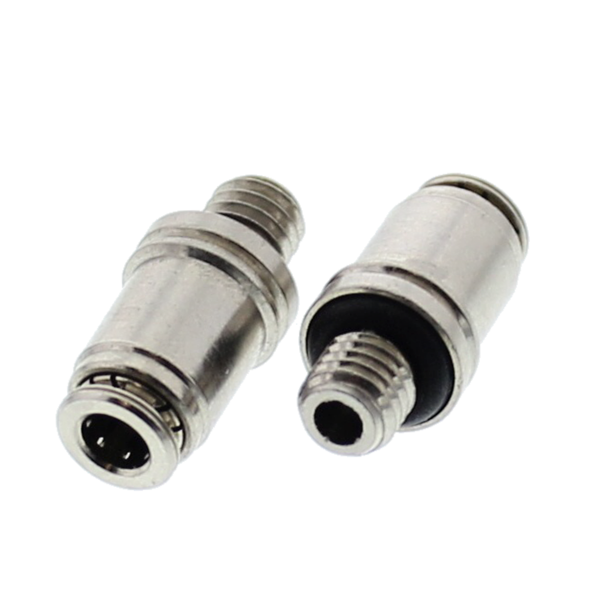 1/8" x 10-32 Nickel Plated Brass Push-In Male Connector (Tube to Straight Thread)