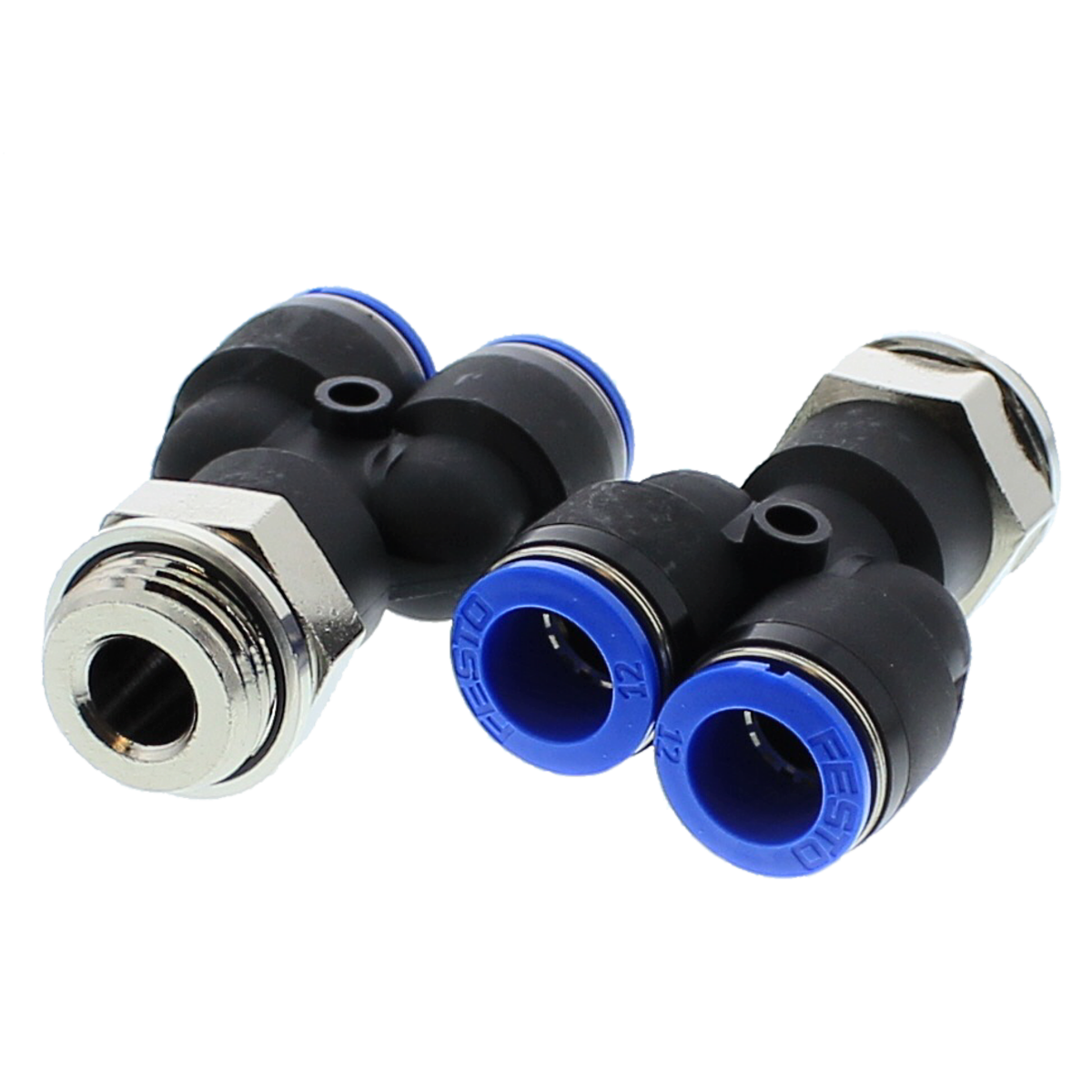 Push-In Fitting M12 x 1/2" BSPP Composite Y Connector External Male Hex