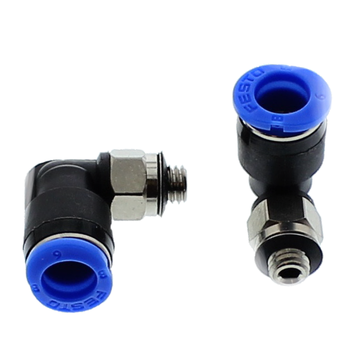 Push-In Fitting M6 x M5-0.8 BPST Composite External Hex Elbow