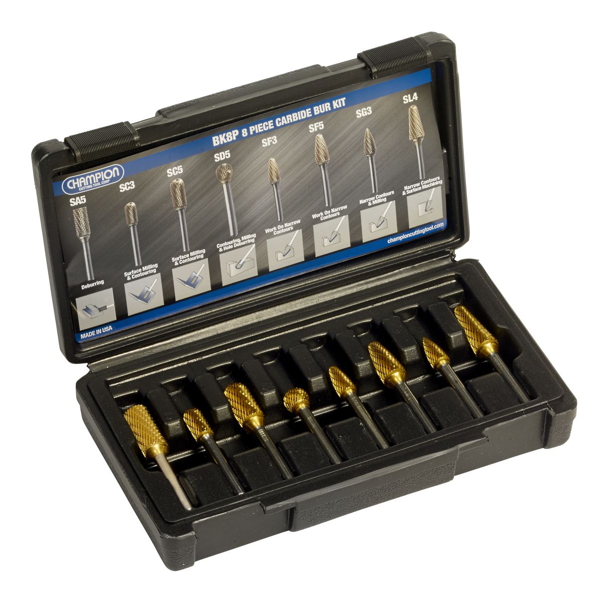 CHAMPION TITANIUM COATED BUR SET 8 PC