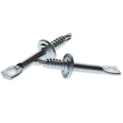 1/4" x 2" Self-Drilling Flat Eye Lag Screws — Zinc, 100/PKG