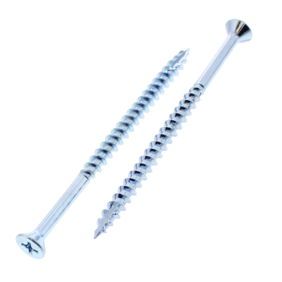 #9 x 3" Flat Head Phillips Particle Board Screws — Type 17 Point, Zinc, 100/PKG