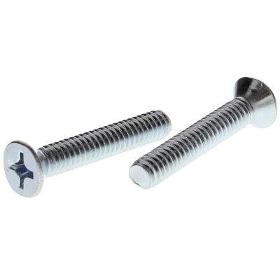 #10-24 x 1" Flat Head Phillips Machine Screws — Zinc, Coarse, 100/PKG