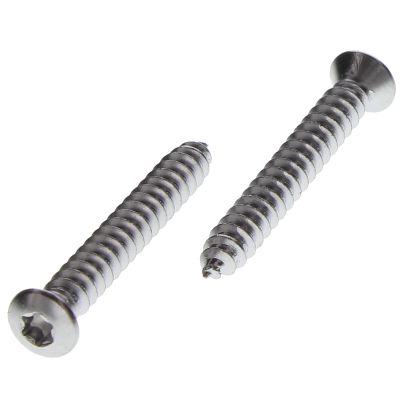 M4.2 (11/64") x 30 mm (1-3/16") Oval Torx Automotive Trim Screws, Chrome, 50/PKG