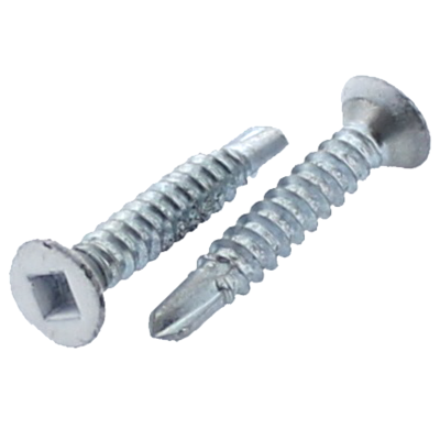 #8-18 x 1-1/2" Flat Head Square Drive Self-Drilling Screw Type 2 Pt - Zinc White Painted Hd 100/PKG