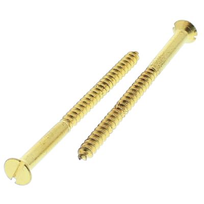 #10 x 1-1/2" Flat Head Slotted Wood Screws — Brass, 100/PKG