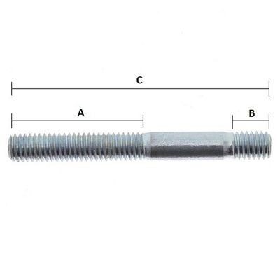 M12-1.75 x 60 MM (75MM OAL) Metric Studs — Class 8.8 DIN 939 Coarse, 1/PKG