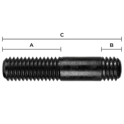 7/16" x 2" Automotive Studs, Coarse & Coarse, 10/PKG