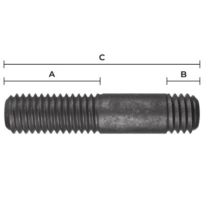 7/16" x 1-3/4" Automotive Studs, Fine & Coarse, 10/PKG