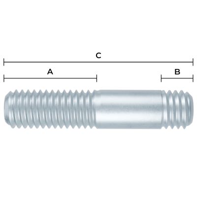 M12-1.75 x 100 MM (115MM OAL) Metric Stud - Class 8.8 DIN 939 Coarse 1/PKG