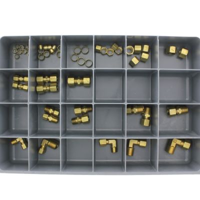 Brass Poly-Tite Fittings for Plastic Tubing — Large Sizes Drawer Assortment