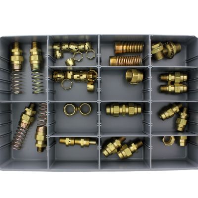 Brass Air Brake Fittings for Rubber Hose — 3/8" & 1/2" Drawer Assortment