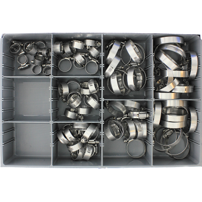 Lined Hose Clamps — Stainless Steel Drawer Assortment