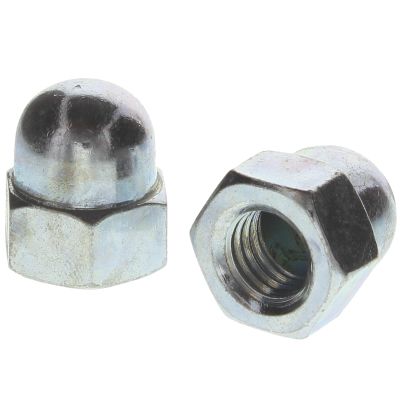 M10-1.5 Metric Hex Cap Nuts Zinc, Coarse  DIN 1587 100/PKG