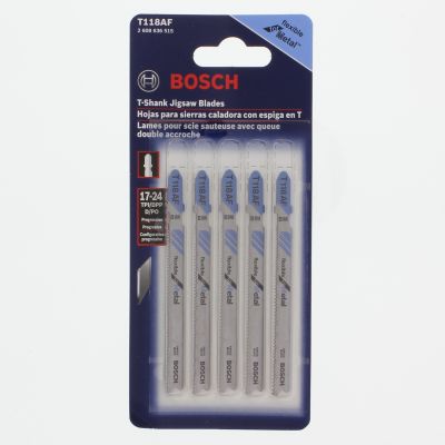 Bosch T118AF 17-24 TPI x 3-5/8" Bi-Metal Jig Saw Blades, 5/PKG