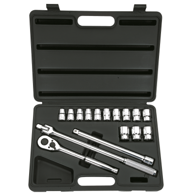 Stanley 1/2" Drive Metric 6 Point Socket Set — 16 pc.