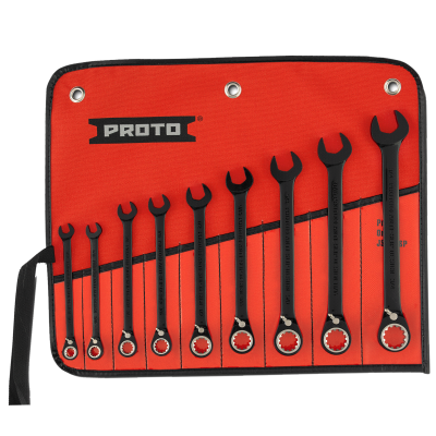 Proto Black Chrome Ratcheting Wrench Set — 9 pc.