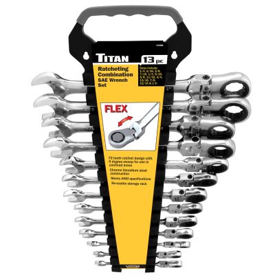 Titan 17366 Flex Head Ratchet Wrench Set 13 pc.