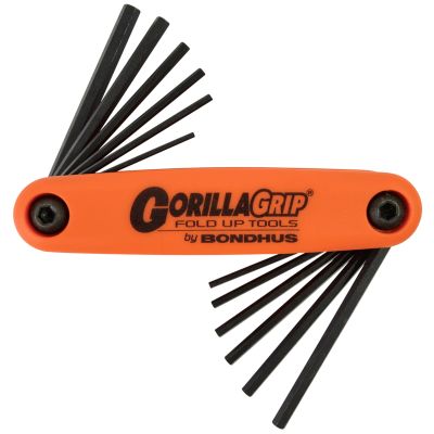 Bondhus 12550 5/64"-5/32" & M1.5-5 GorillaGrip Fold Up Hex End Set 5 pc.