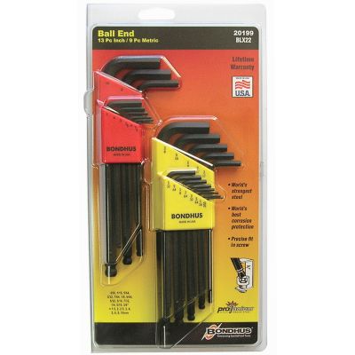 Bondhus 20199 Standard / Metric Combination Ball End L-Wrench Set