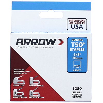 Arrow 3/8" T-50 Staples, 1250/PKG