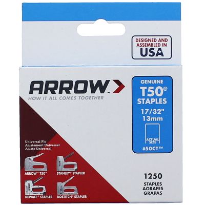 Arrow 17/32" T-50 Staples, 1250/PKG