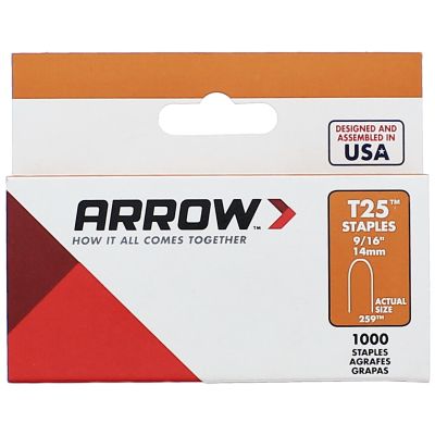 Arrow 9/16" T-25 Staples, 1000/PKG