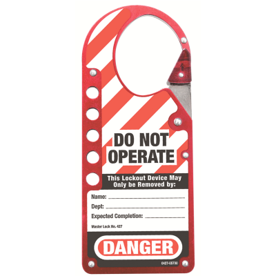 Master Lock 427 5-Hole Labeled Snap-on Safety Lockout Hasp