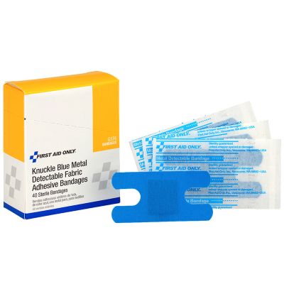 Metal Detectable Bandages — Blue, Knuckle Adhesive Bandage, 40/Box