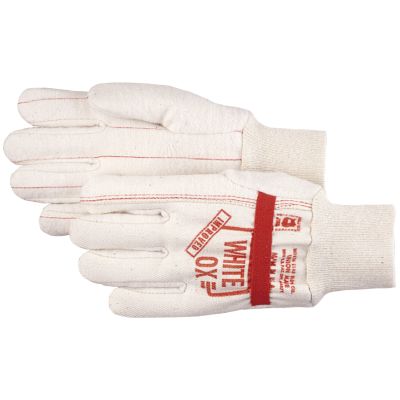 White Ox Cotton Gloves — Elastic Band, Large