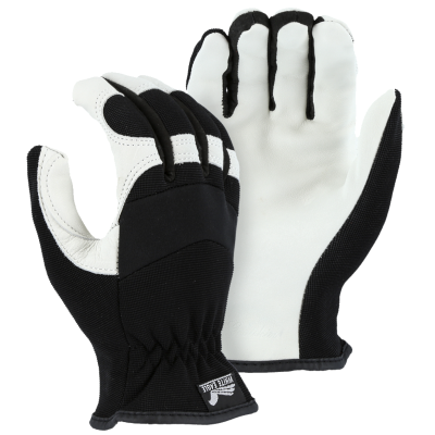 Goatskin Mechanics Gloves — Black/White, Small