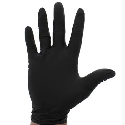 Powder-Free Disposable Black Nitrile Gloves — 4 mil., Large, 50/Box