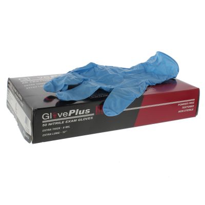 GloveWorks Heavy Duty Powder-Free Disposable Nitrile Gloves — 8 mil. — Large, 50/Box