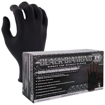 Black Diamond Powder-Free Disposable Black Nitrile Gloves — 6 mil. — Small
