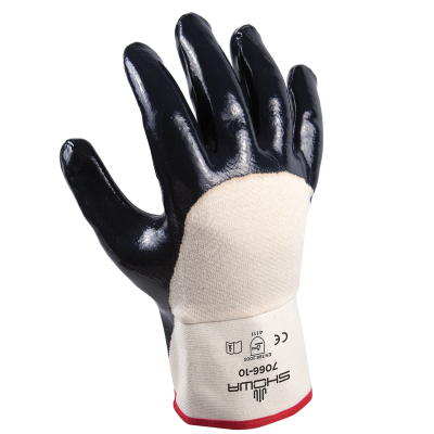 Showa 7066R Nitrile Coated Cotton, Rough Grip Gloves - Large