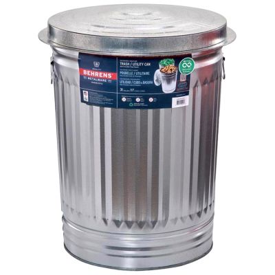 31 gal. Galvanized Trash Can with Lid
