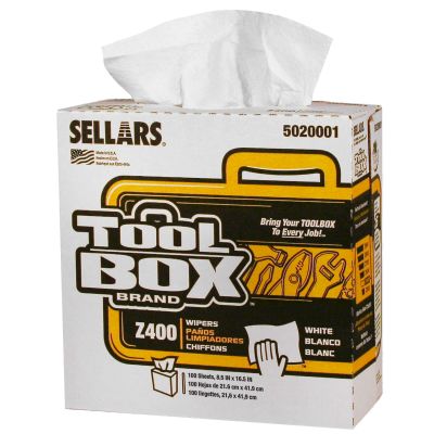 Sellars® Toolbox® Z400 All Purpose Interfold White Wipers 100/Box