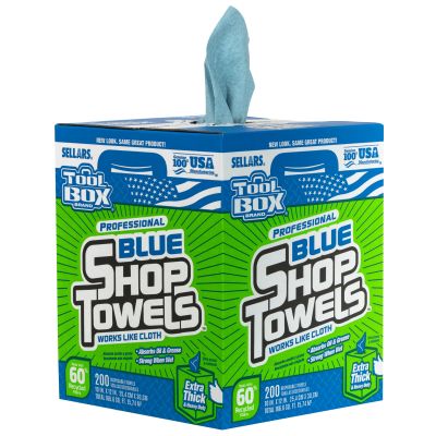 Sellars® Toolbox® Blue Shop Towels Center-Pull Box 200/Box
