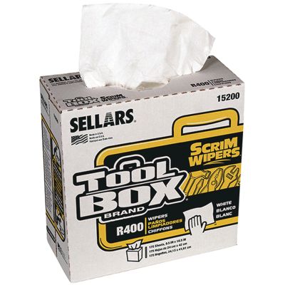 Sellars® Toolbox® Scrim R400 Interfold White Wipers 175/Box