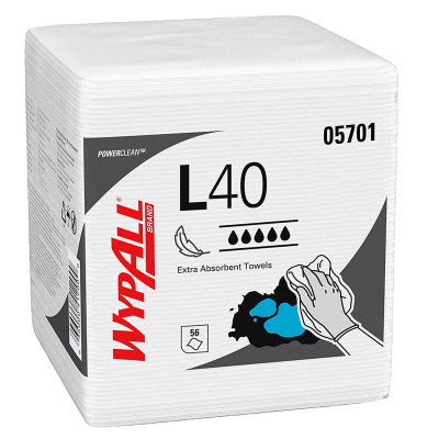 WypAll® L40 All Purpose Wipers 12.5" x 13" White, 56/Bundle